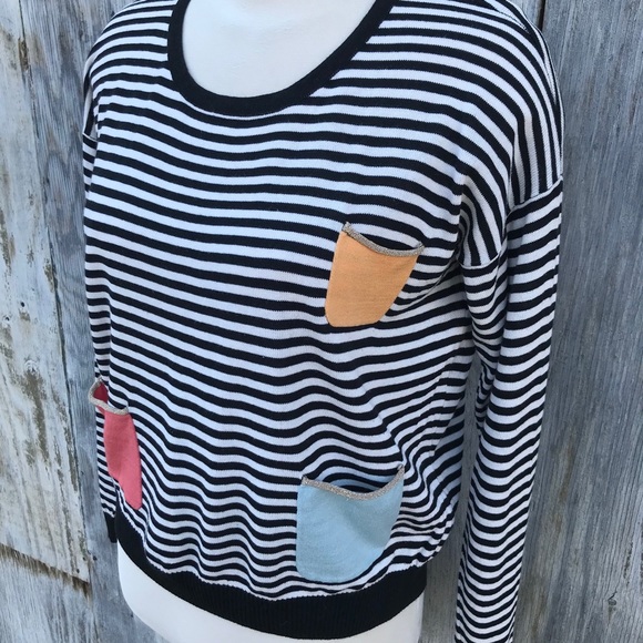 Numph Black & White Stripe Long Sleeve Sweater - Picture 3 of 9